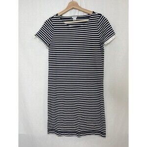 J Crew Striped T Shirt Dress XS Poplin Ruffle Sleeve Trim Capsule Wardrobe